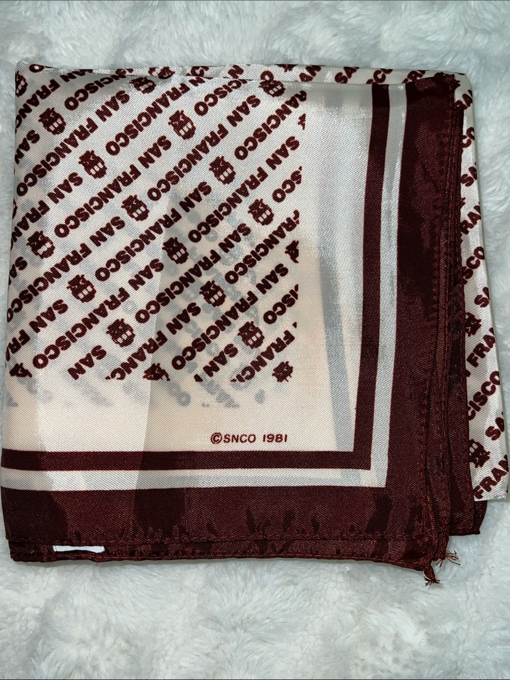 VTG 1981 SNCO San Francisco Cable Car Souvenir Scarf Japan